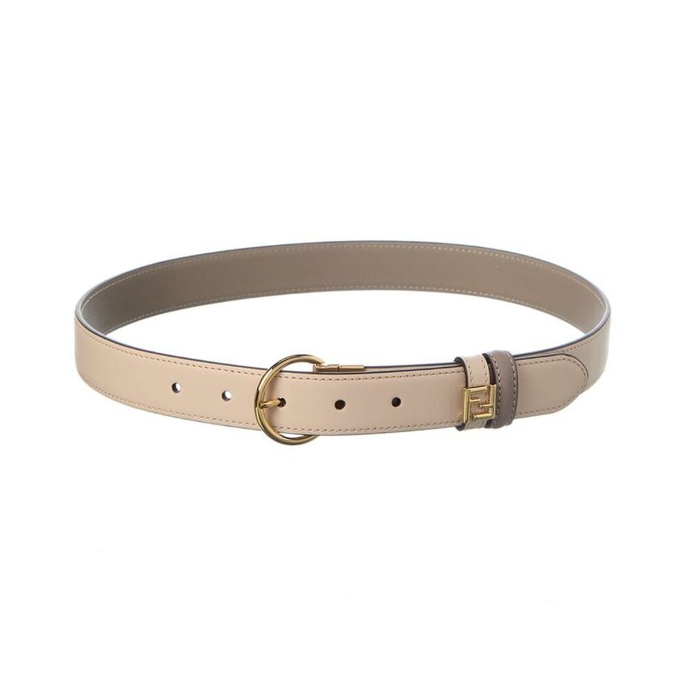 Fendi Ff Leather Belt, Beige